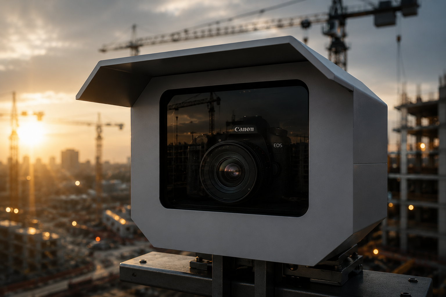 Caisson caméra de chantier connecté autonome développé par Lapsebox